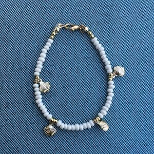 Gold and White Shell Charm Bracelet